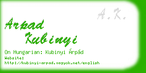 arpad kubinyi business card