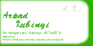 arpad kubinyi business card